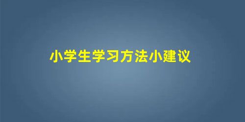 小学生学习方法小建议 小学生学习方法小建议