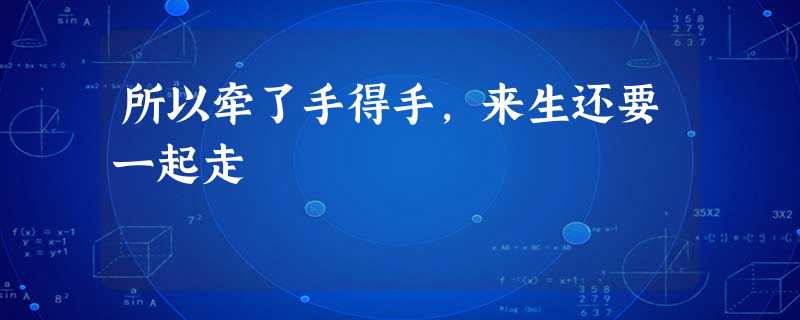 所以牵了手得手,来生还要一起走 所以牵了手得手,来生还要一起走