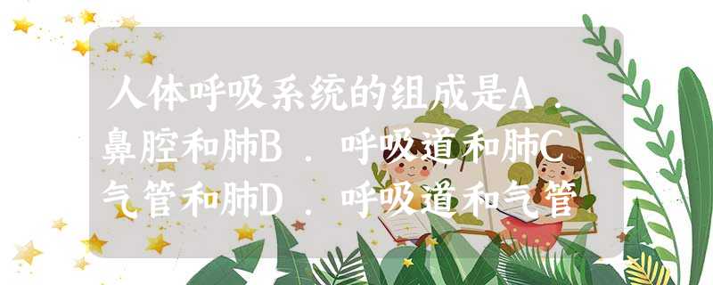 人体呼吸系统的组成是A.鼻腔和肺B.呼吸道和肺C.气管和肺D.呼吸道和气管 人体呼吸系统的组成是A.鼻腔和肺B.呼吸道和肺C.气管和肺D.呼吸道和气管