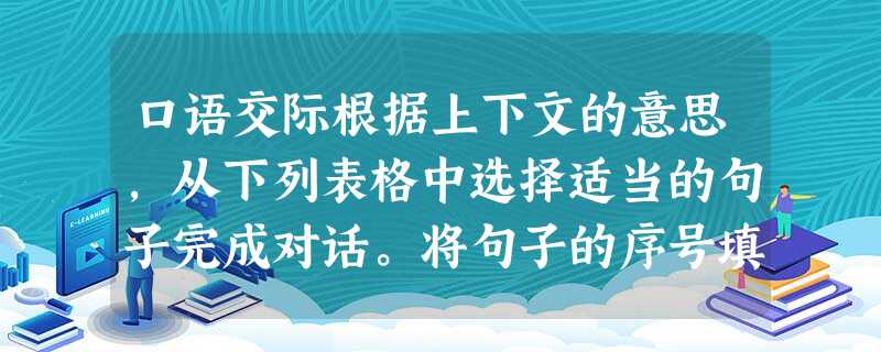 口语交际根据上下文的意思,从下列表格中选择适当的句子完成对话。将句子的序号填写在横线上。A. How far is it from here?B. Yes./o 口语交际根据上下文的意思,从下列表格中选择适当的句子完成对话。将句子的序号填写在横线上。A. How far is it from here?B. Yes./o