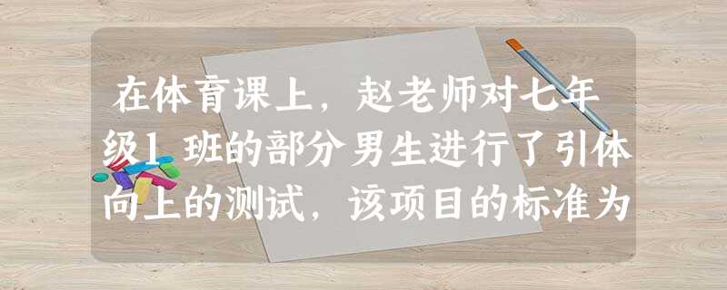 在体育课上,赵老师对七年级1班的部分男生进行了引体向上的测试,该项目的标准为不低于7个.现在赵老师以能做7个引体向上为标准,超过的次数用正数表示,不足的次数用负 在体育课上,赵老师对七年级1班的部分男生进行了引体向上的测试,该项目的标准为不低于7个.现在赵老师以能做7个引体向上为标准,超过的次数用正数表示,不足的次数用负