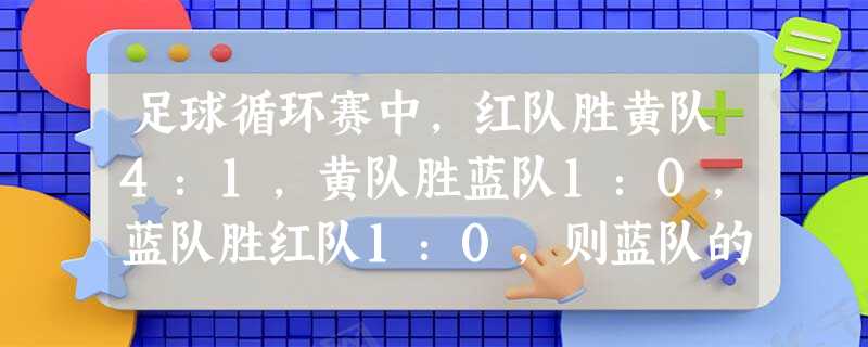 足球循环赛中,红队胜黄队4:1,黄队胜蓝队1:0,蓝队胜红队1:0,则蓝队的净胜球数______. 足球循环赛中,红队胜黄队4:1,黄队胜蓝队1:0,蓝队胜红队1:0,则蓝队的净胜球数______.