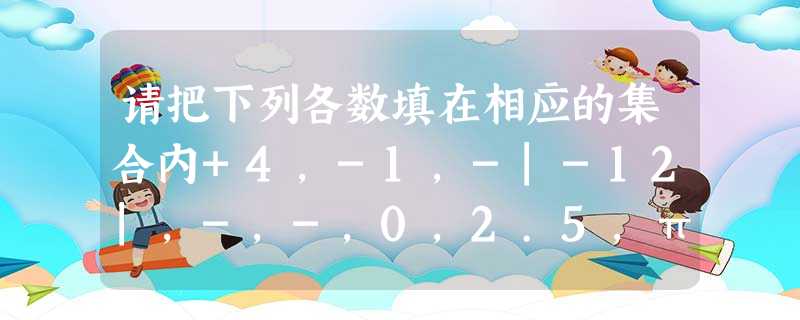 请把下列各数填在相应的集合内+4,-1,-|-12|,-,-,0,2.5,π,-1.22,100%正数集合:{______…}非负整数集合:{ 请把下列各数填在相应的集合内+4,-1,-|-12|,-,-,0,2.5,π,-1.22,100%正数集合:{______…}非负整数集合:{