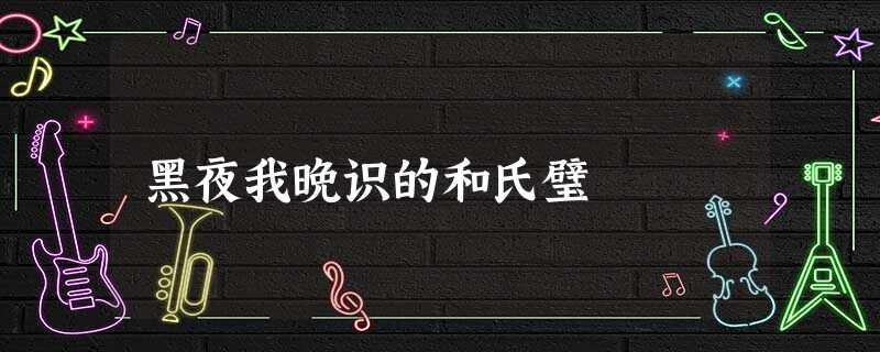 黑夜我晚识的和氏璧 黑夜我晚识的和氏璧