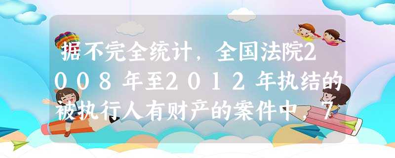 据不完全统计,全国法院2008年至2012年执结的被执行人有财产的案件中,70%以上的被执行人存在逃避、规避甚至暴力抗拒执行的行为,自动履行的不到30%。有的企 据不完全统计,全国法院2008年至2012年执结的被执行人有财产的案件中,70%以上的被执行人存在逃避、规避甚至暴力抗拒执行的行为,自动履行的不到30%。有的企