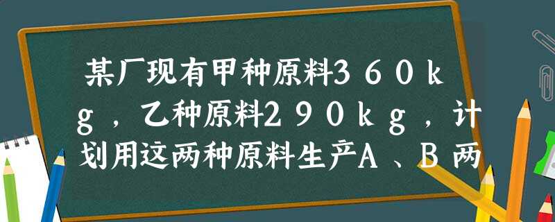 某厂现有甲种原料360kg,乙种原料290kg,计划用这两种原料生产A、B两种产品共50件.已知生产一件A种产品,需用甲种原料9kg,乙种原料3kg,可获利润7 某厂现有甲种原料360kg,乙种原料290kg,计划用这两种原料生产A、B两种产品共50件.已知生产一件A种产品,需用甲种原料9kg,乙种原料3kg,可获利润7