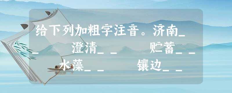 给下列加粗字注音。济南__ 澄清__ 贮蓄__ 水藻__ 镶边__ 给下列加粗字注音。济南__ 澄清__ 贮蓄__ 水藻__ 镶边__