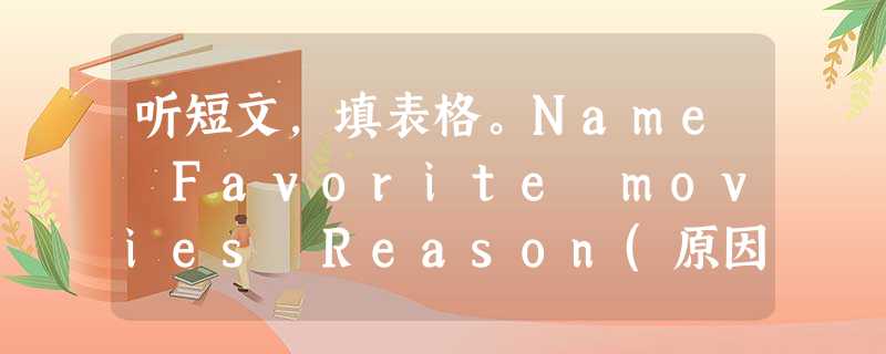 听短文,填表格。Name Favorite movies Reason(原因) MikeAction movie 听短文,填表格。Name Favorite movies Reason(原因) MikeAction movie