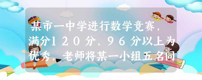 某市一中学进行数学竞赛,满分120分,96分以上为优秀,老师将某一小组五名同学的成绩简记为:+10,-3,0,+4,-4,则这五名同学的实际成绩分别 某市一中学进行数学竞赛,满分120分,96分以上为优秀,老师将某一小组五名同学的成绩简记为:+10,-3,0,+4,-4,则这五名同学的实际成绩分别