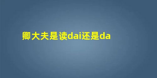 卿大夫是读dai还是da 卿大夫是读dai还是da