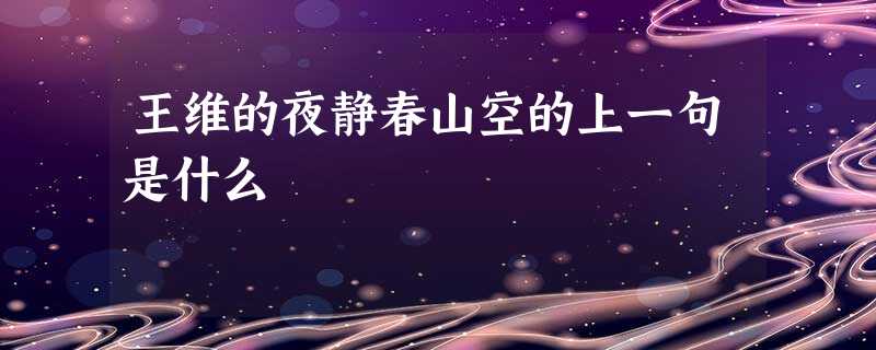 王维的夜静春山空的上一句是什么 王维的夜静春山空的上一句是什么