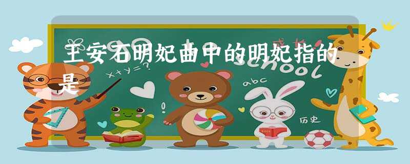 王安石明妃曲中的明妃指的是 王安石明妃曲中的明妃指的是