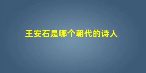 王安石是哪个朝代的诗人 王安石是哪个朝代的诗人