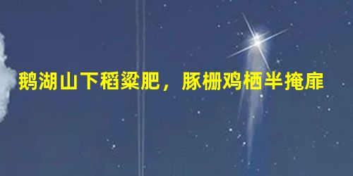 鹅湖山下稻粱肥,豚栅鸡栖半掩扉。全诗翻译赏析及作者出处 鹅湖山下稻粱肥,豚栅鸡栖半掩扉。全诗翻译赏析及作者出处