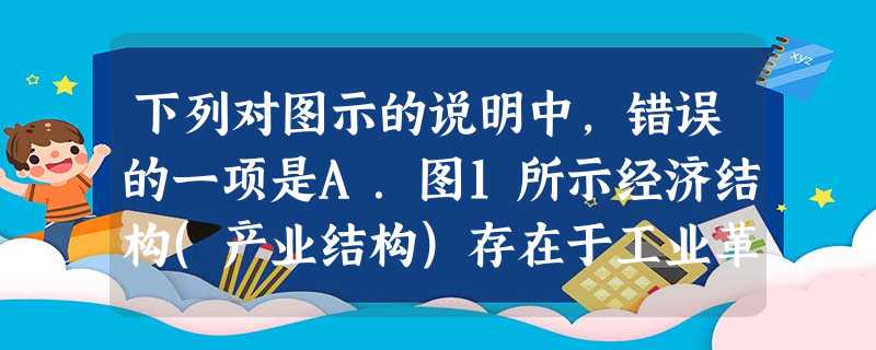 下列对图示的说明中,错误的一项是A.图1所示经济结构(产业结构)存在于工业革命前B.图l所示经济结构(产业结构)存在于工业革命后C图2这种经济结构(产业结构)是 下列对图示的说明中,错误的一项是A.图1所示经济结构(产业结构)存在于工业革命前B.图l所示经济结构(产业结构)存在于工业革命后C图2这种经济结构(产业结构)是