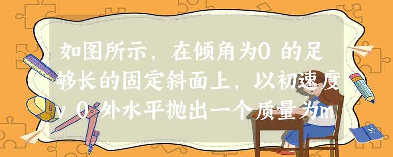 如图所示,在倾角为0的足够长的固定斜面上,以初速度v0外水平抛出一个质量为m的小球,从小球刚幵始运动到距斜面距离最大的过程中,下列说法正确的是A.小球运 如图所示,在倾角为0的足够长的固定斜面上,以初速度v0外水平抛出一个质量为m的小球,从小球刚幵始运动到距斜面距离最大的过程中,下列说法正确的是A.小球运
