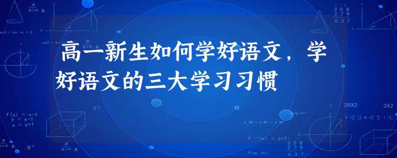 高一新生如何学好语文,学好语文的三大学习习惯 高一新生如何学好语文,学好语文的三大学习习惯