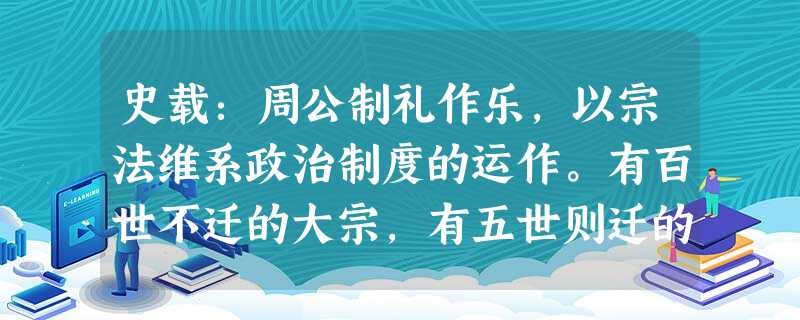 史载:周公制礼作乐,以宗法维系政治制度的运作。有百世不迁的大宗,有五世则迁的小宗。如以周封伯禽于鲁国,鲁国内部又再度分封若干小国为例,以下有关分封与宗法关系的说 史载:周公制礼作乐,以宗法维系政治制度的运作。有百世不迁的大宗,有五世则迁的小宗。如以周封伯禽于鲁国,鲁国内部又再度分封若干小国为例,以下有关分封与宗法关系的说