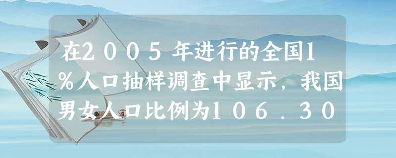 在2005年进行的全国1%人口抽样调查中显示,我国男女人口比例为106.30:100。新生儿性别比例失调,说明重男轻女观念仍然存在。下列关于这种观念形成的历史原 在2005年进行的全国1%人口抽样调查中显示,我国男女人口比例为106.30:100。新生儿性别比例失调,说明重男轻女观念仍然存在。下列关于这种观念形成的历史原