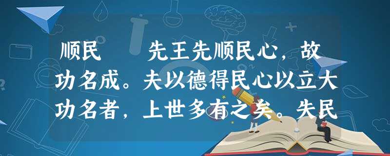 顺民 先王先顺民心,故功名成。夫以德得民心以立大功名者,上世多有之矣。失民心而立功名者,未之曾有也 顺民 先王先顺民心,故功名成。夫以德得民心以立大功名者,上世多有之矣。失民心而立功名者,未之曾有也