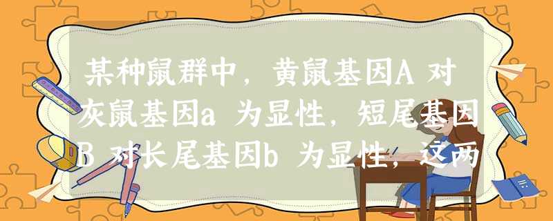 某种鼠群中,黄鼠基因A对灰鼠基因a为显性,短尾基因B对长尾基因b为显性,这两对基因是独立遗传的。现有两只基因型为AaBb的黄色短尾鼠交配,所生的子代表现型 某种鼠群中,黄鼠基因A对灰鼠基因a为显性,短尾基因B对长尾基因b为显性,这两对基因是独立遗传的。现有两只基因型为AaBb的黄色短尾鼠交配,所生的子代表现型