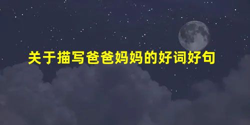 关于描写爸爸妈妈的好词好句 关于描写爸爸妈妈的好词好句