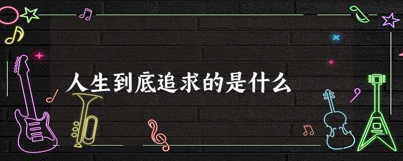 人生到底追求的是什么 人生到底追求的是什么