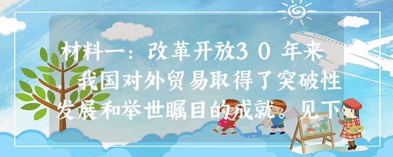 材料一:改革开放30年来,我国对外贸易取得了突破性发展和举世瞩目的成就。见下表年份GDP对外贸易总额19854517.8381.4199558 材料一:改革开放30年来,我国对外贸易取得了突破性发展和举世瞩目的成就。见下表年份GDP对外贸易总额19854517.8381.4199558