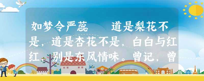 如梦令严蕊 道是梨花不是,道是杏花不是,白白与红红,别是东风情味。曾记,曾记,人在武陵微醉。 如梦令严蕊 道是梨花不是,道是杏花不是,白白与红红,别是东风情味。曾记,曾记,人在武陵微醉。