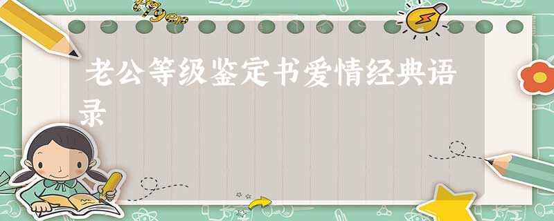 老公等级鉴定书爱情经典语录 老公等级鉴定书爱情经典语录