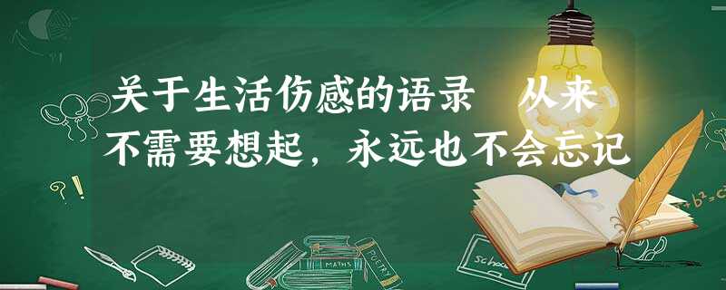 关于生活伤感的语录 从来不需要想起,永远也不会忘记 关于生活伤感的语录 从来不需要想起,永远也不会忘记
