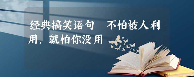 经典搞笑语句 不怕被人利用,就怕你没用 经典搞笑语句 不怕被人利用,就怕你没用