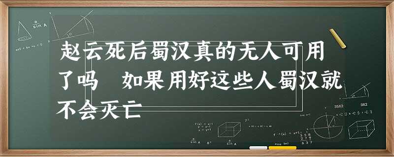 赵云死后蜀汉真的无人可用了吗 如果用好这些人蜀汉就不会灭亡 赵云死后蜀汉真的无人可用了吗 如果用好这些人蜀汉就不会灭亡