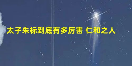 太子朱标到底有多厉害 仁和之人 纯孝之子 太子朱标到底有多厉害 仁和之人 纯孝之子