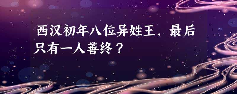 西汉初年八位异姓王,最后只有一人善终? 西汉初年八位异姓王,最后只有一人善终?