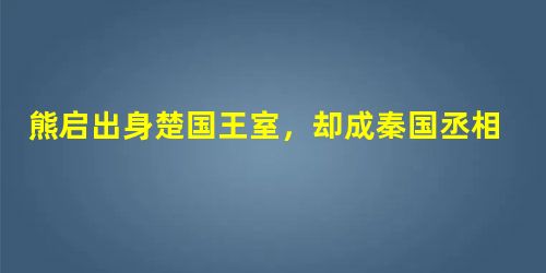 熊启出身楚国王室,却成秦国丞相,最后起兵反秦 熊启出身楚国王室,却成秦国丞相,最后起兵反秦