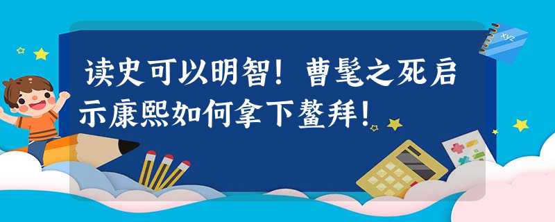 读史可以明智!曹髦之死启示康熙如何拿下鳌拜! 读史可以明智!曹髦之死启示康熙如何拿下鳌拜!