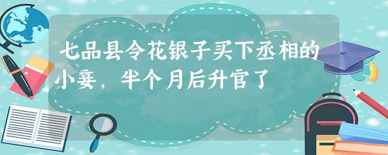 七品县令花银子买下丞相的小妾,半个月后升官了 七品县令花银子买下丞相的小妾,半个月后升官了