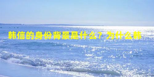 韩信的身份背景是什么?为什么韩信有大将之才? 韩信的身份背景是什么?为什么韩信有大将之才?