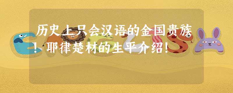 历史上只会汉语的金国贵族!耶律楚材的生平介绍! 历史上只会汉语的金国贵族!耶律楚材的生平介绍!