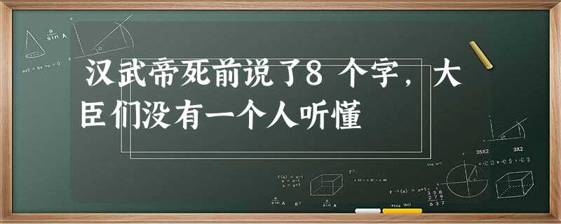 汉武帝死前说了8个字,大臣们没有一个人听懂 汉武帝死前说了8个字,大臣们没有一个人听懂