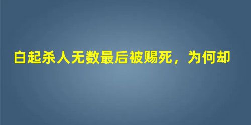 白起杀人无数最后被赐死,为何却能流芳百世? 白起杀人无数最后被赐死,为何却能流芳百世?