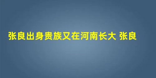 张良出身贵族又在河南长大 张良为什么反对刘邦在洛阳建都 张良出身贵族又在河南长大 张良为什么反对刘邦在洛阳建都