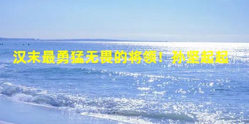 汉末最勇猛无畏的将领!孙坚起起伏伏的一生! 汉末最勇猛无畏的将领!孙坚起起伏伏的一生!