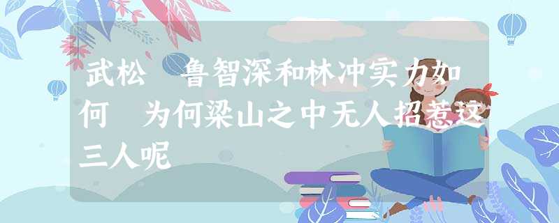 武松 鲁智深和林冲实力如何 为何梁山之中无人招惹这三人呢 武松 鲁智深和林冲实力如何 为何梁山之中无人招惹这三人呢