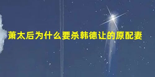 萧太后为什么要杀韩德让的原配妻子?韩德让是个怎么样的人? 萧太后为什么要杀韩德让的原配妻子?韩德让是个怎么样的人?