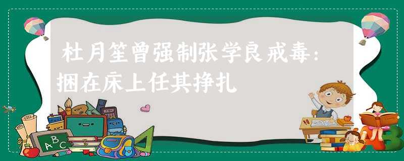 杜月笙曾强制张学良戒毒:捆在床上任其挣扎 杜月笙曾强制张学良戒毒:捆在床上任其挣扎