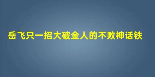 岳飞只一招大破金人的不败神话铁浮屠 拐子马 岳飞只一招大破金人的不败神话铁浮屠 拐子马