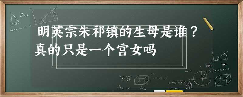 明英宗朱祁镇的生母是谁?真的只是一个宫女吗 明英宗朱祁镇的生母是谁?真的只是一个宫女吗