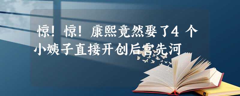 惊!惊!康熙竟然娶了4个小姨子直接开创后宫先河 惊!惊!康熙竟然娶了4个小姨子直接开创后宫先河